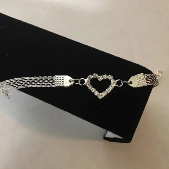 Sterling silver plated crystal heart bracelet - Picture 2 of 3